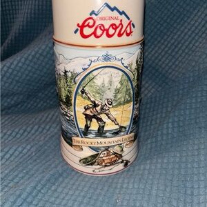 Original Rocky Mountain Legend Ceramic Stein - White with Multicolor Artwork